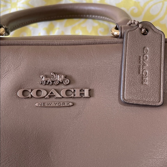 Coach Small Satchel Crossbody Leather Bag NWT Dark Stone Mocha Mousse Color - Picture 3 of 13